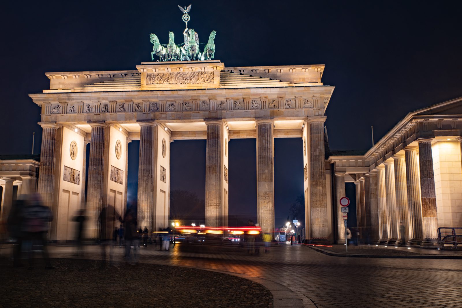 The Brandenburg Gate in Berlin at night