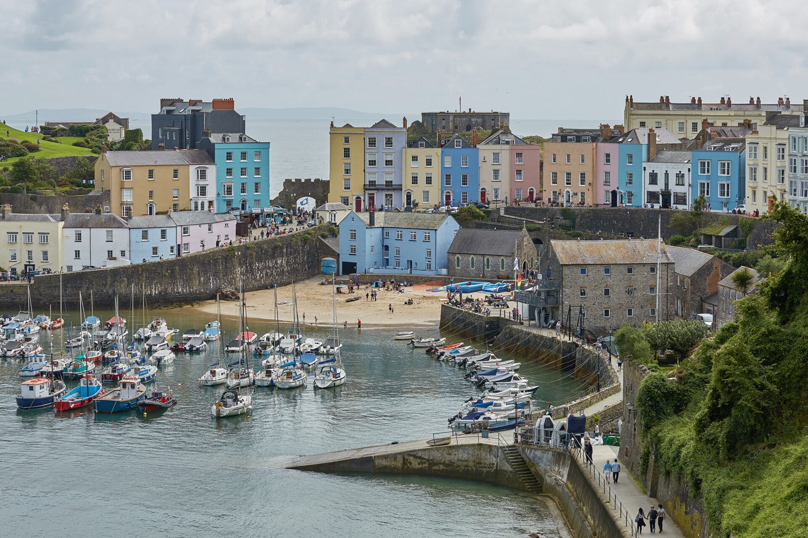 Tenby harbor and its colorful houses on the Pembrokeshire coast of Wales
